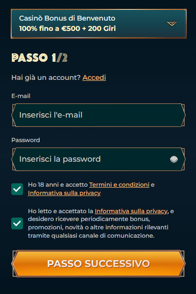 Registrazione a MonsterWin